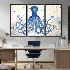 Octopus Canvas Wall Art | Coastal Marine Life Artwork for