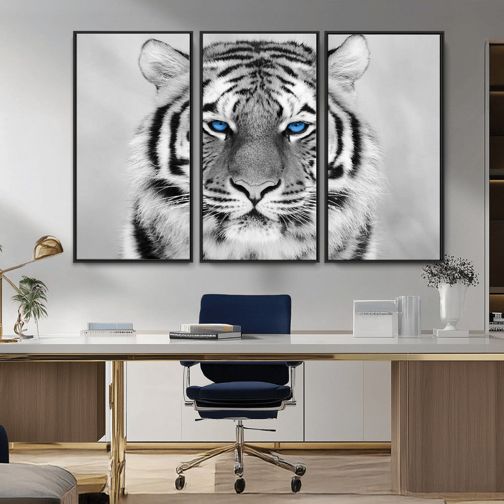 Black and White Tiger Wall Art Animal Canvas Print