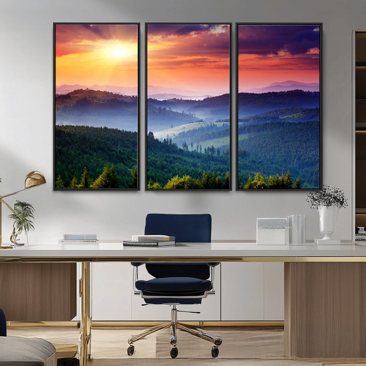 Mountain and Sunset Wall Art Canvas Print
