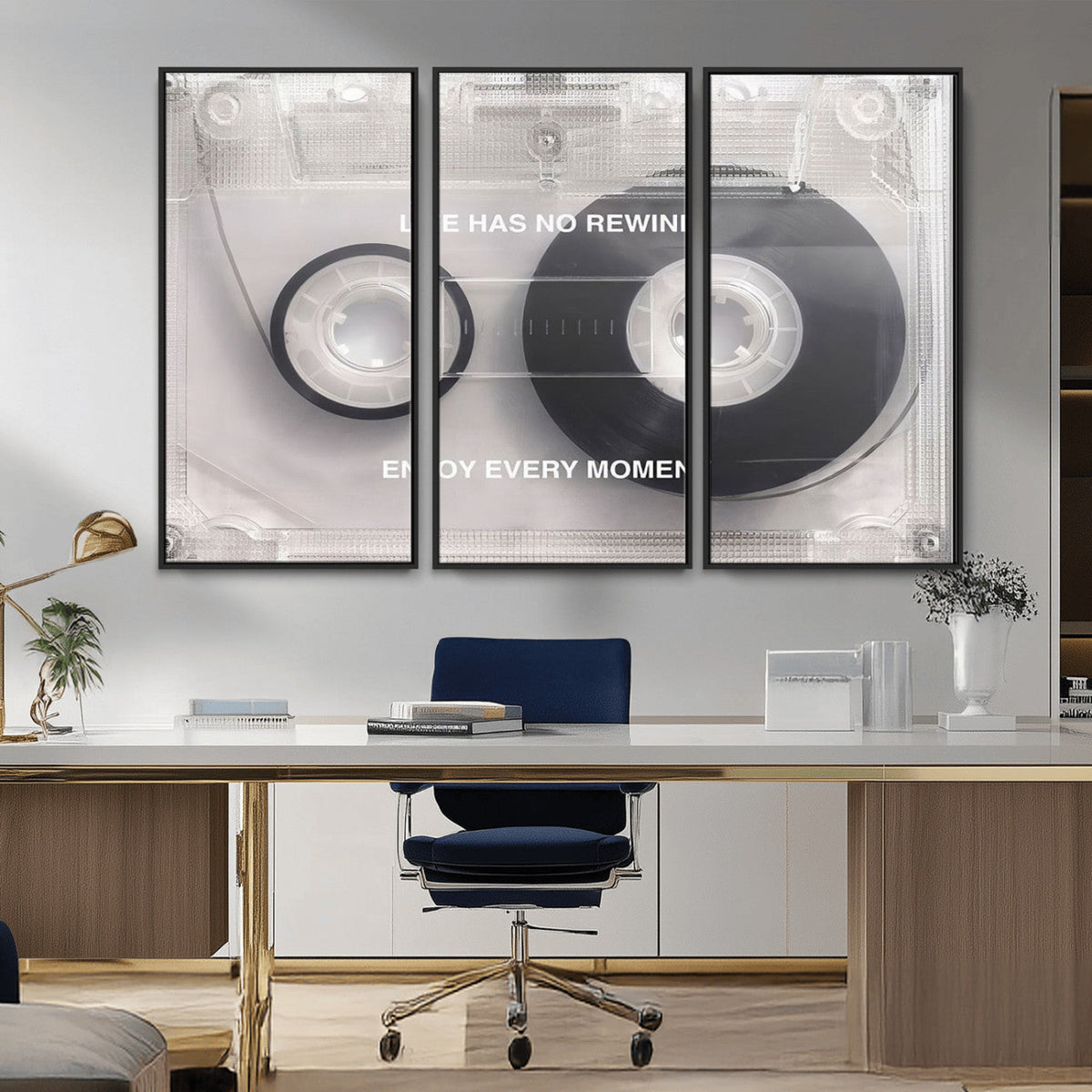 Vintage Cassette Tape Canvas Wall Art - Inspirational 'Life