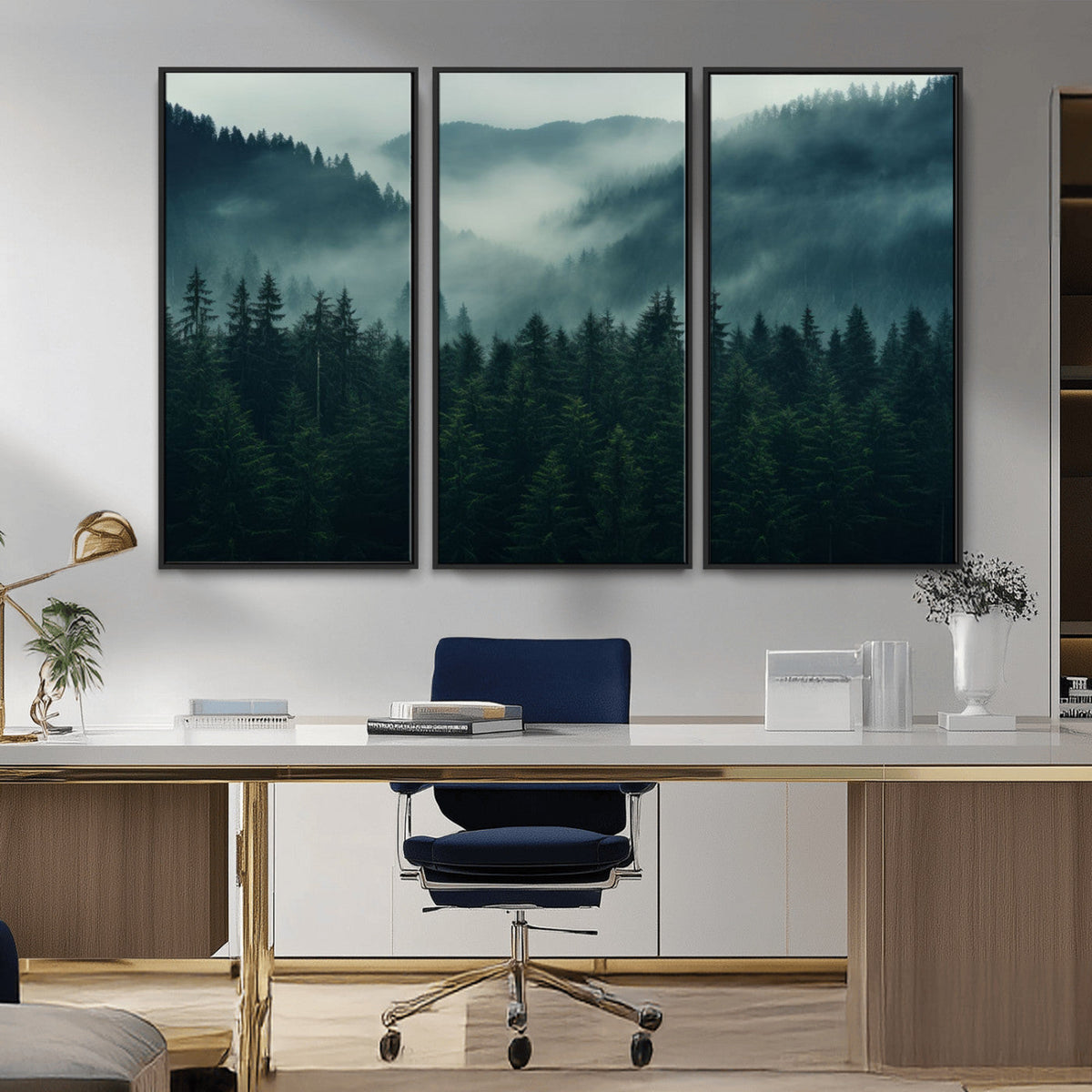 Captivating Misty Forest Wall Art Premium Canvas Print,