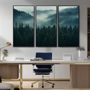 Captivating Misty Forest Wall Art Premium Canvas Print,