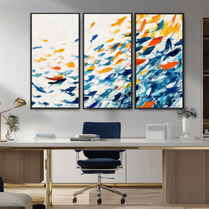 Abstract Fish Shoal Wall Art Canvas Print, Colorful Fish