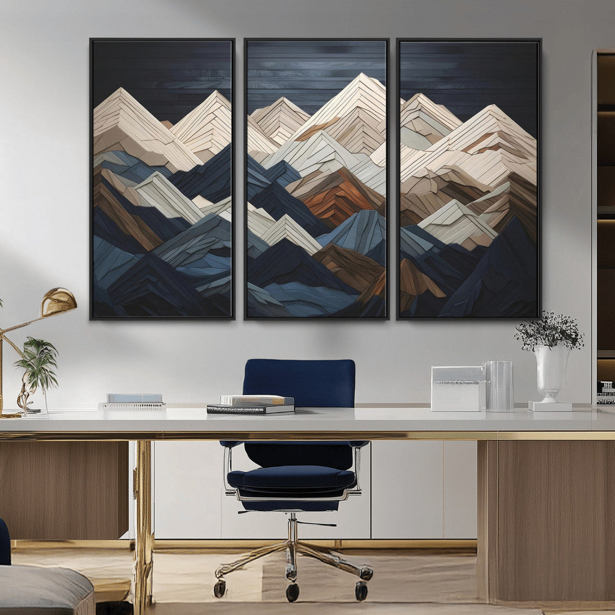Mountain Wall Art – Modern Geometric Landscape Canvas Print,