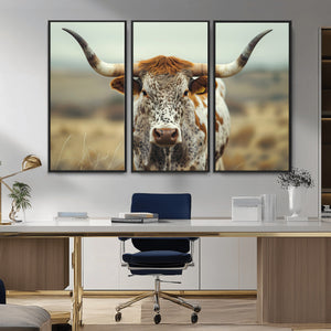 Texas Cow Longhorn Wall Art Canvas Print for Farm House Wall