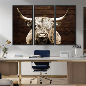 Highland Cow Wall Art Canvas Print, Rustic Farmhouse Decor,