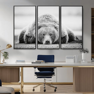 Resting Grizzly Bear Wall Art Canvas Print – Majestic Lazy