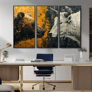 Bear and Bull Wall Art Canvas Print – Abstract Animal