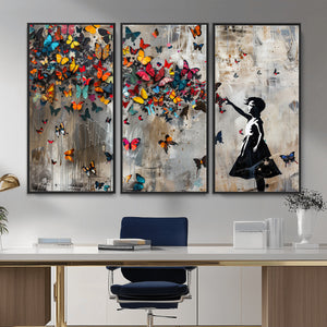 Banksy Wall Art - Banksy Girl and Butterfly Explosion Wall