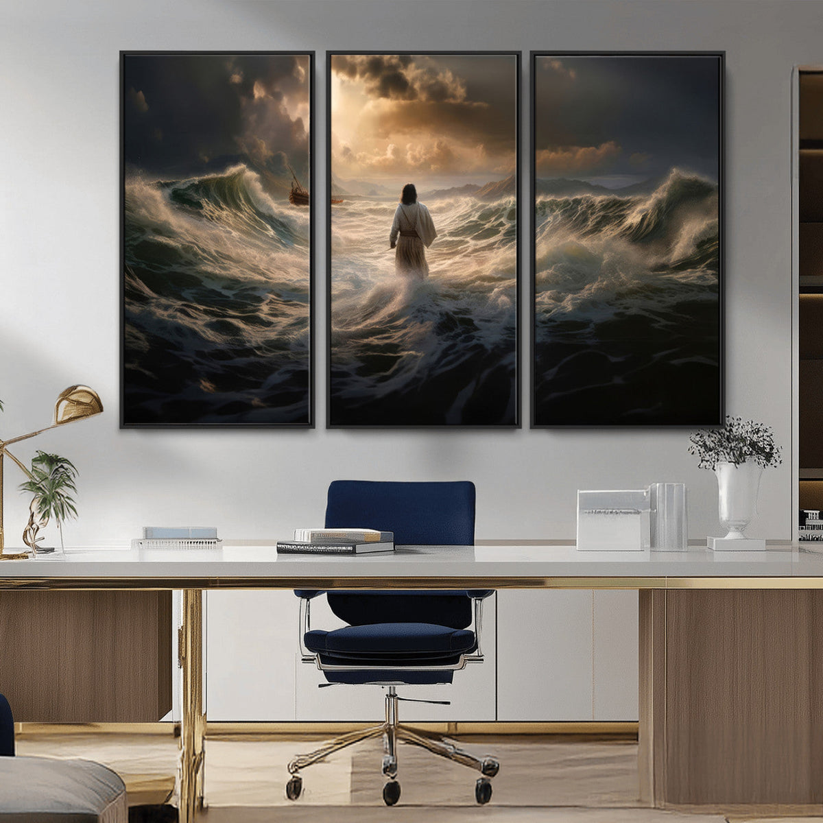 Jesus Walking on Water Wall Art Canvas Print - Religious