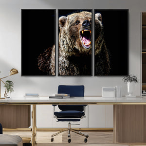 Grizzly Bear Canvas Print | Wildlife Wall Art for Cabin