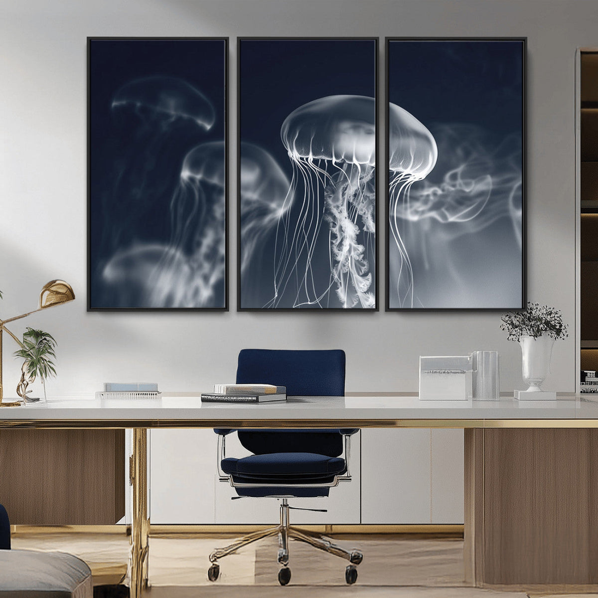 Jellyfish Wall Art Canvas Print, Modern Abstract Jellyfish