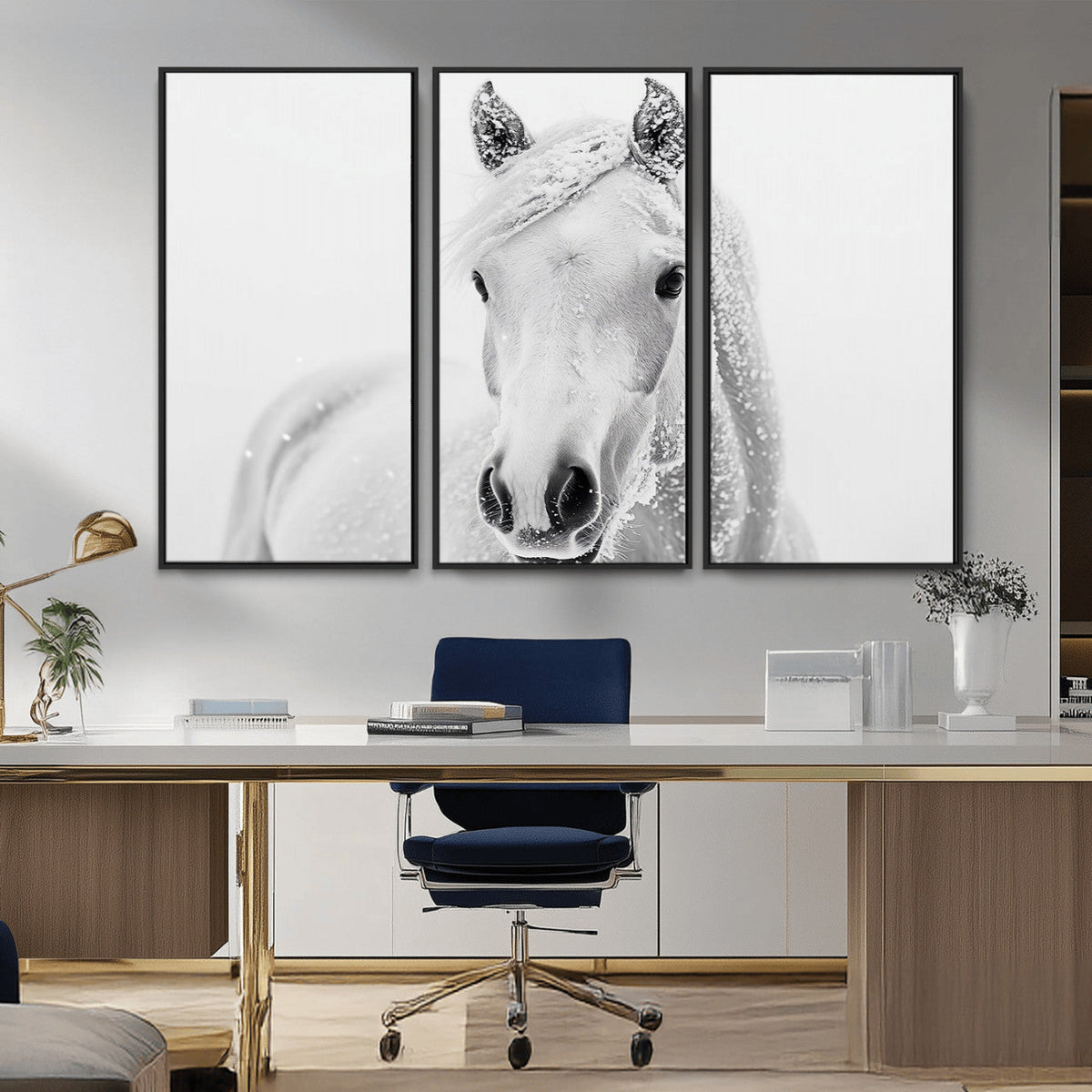 Majestic White Horse Wall Art | Ready to Hang and Framed |