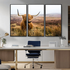 Scottish Highland Cow Canvas Wall Art – Rustic Farmhouse