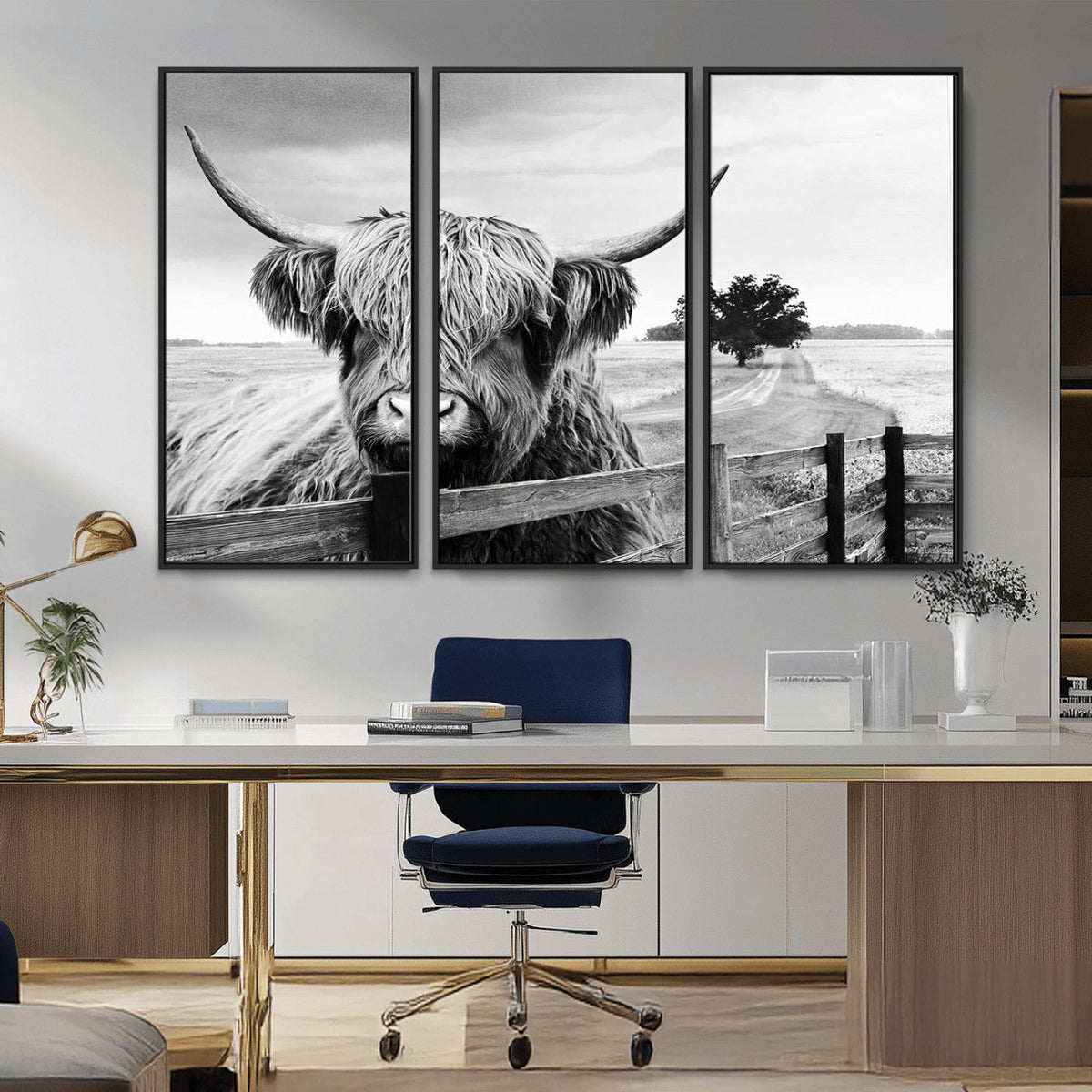 Scottish Highland Cow Wall Art | Rustic Farmhouse Décor |