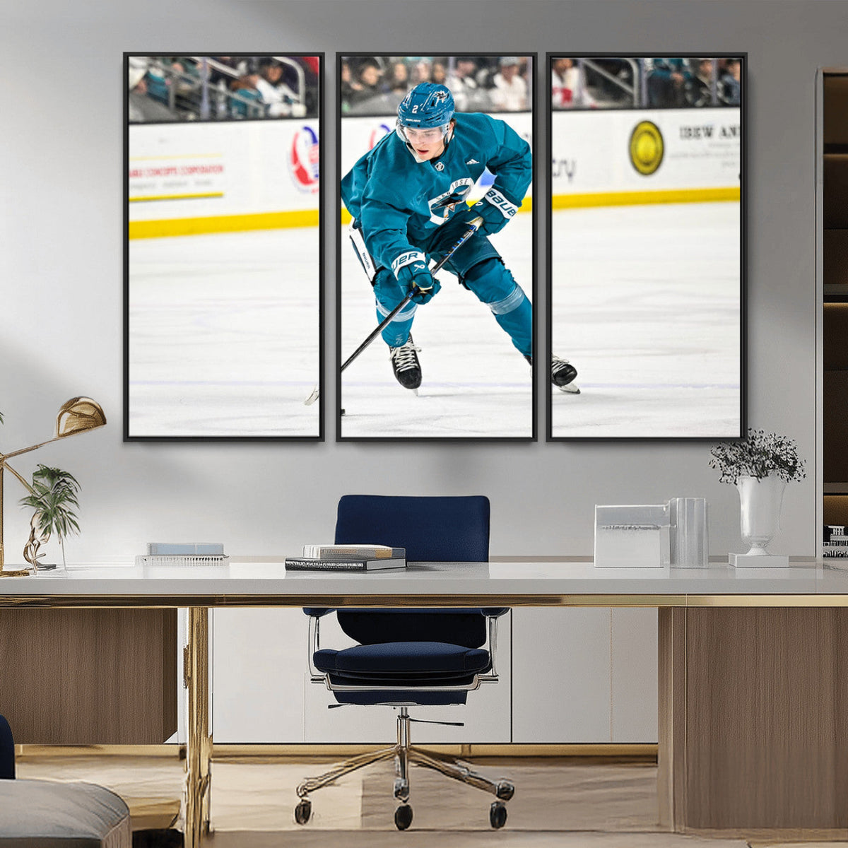 San Jose Sharks Ice Hockey Player Wall Art Canvas Print