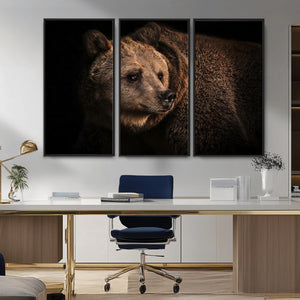 Wild Grizzly 399 Bear Canvas Wall Art Print, Bear Animal