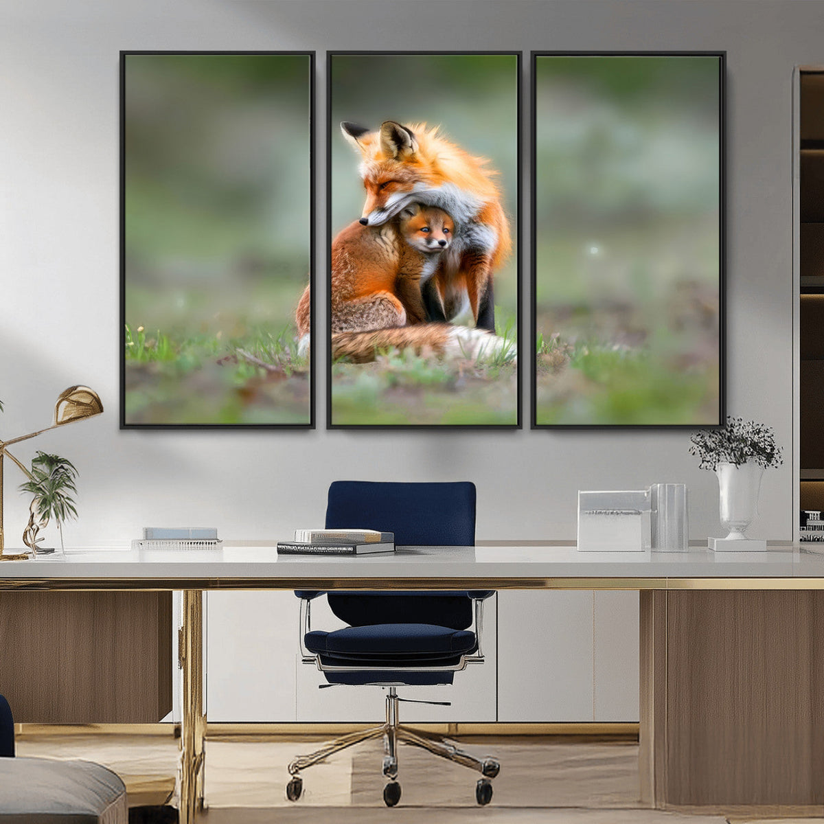 Heartwarming Fox and Baby Cub Wall Art | Ready to Hang