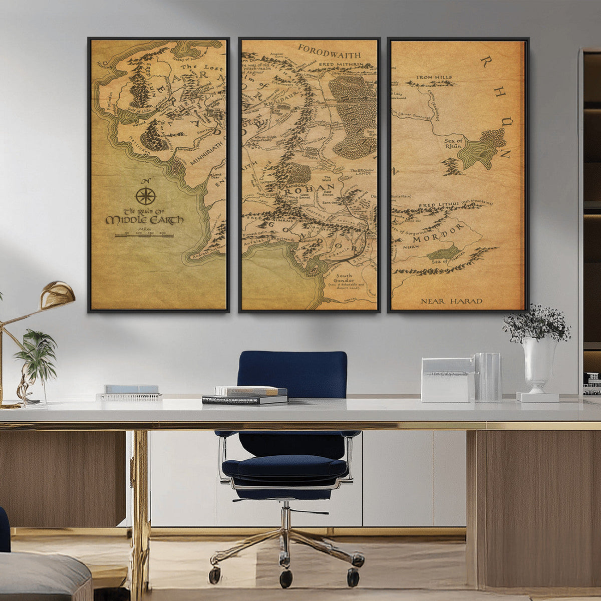 Middle Earth Map Canvas Wall Art – Vintage Fantasy Map