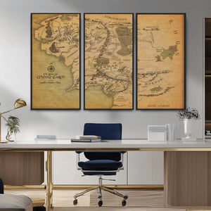 Middle Earth Map Canvas Wall Art – Vintage Fantasy Map