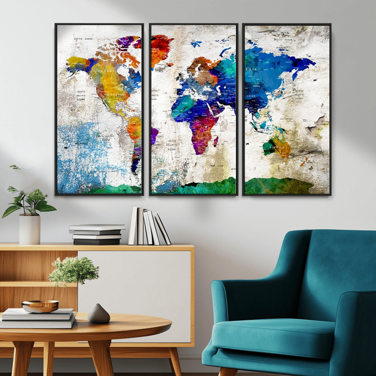 World Map Canvas Print – Framed Travel Map Wall Art for
