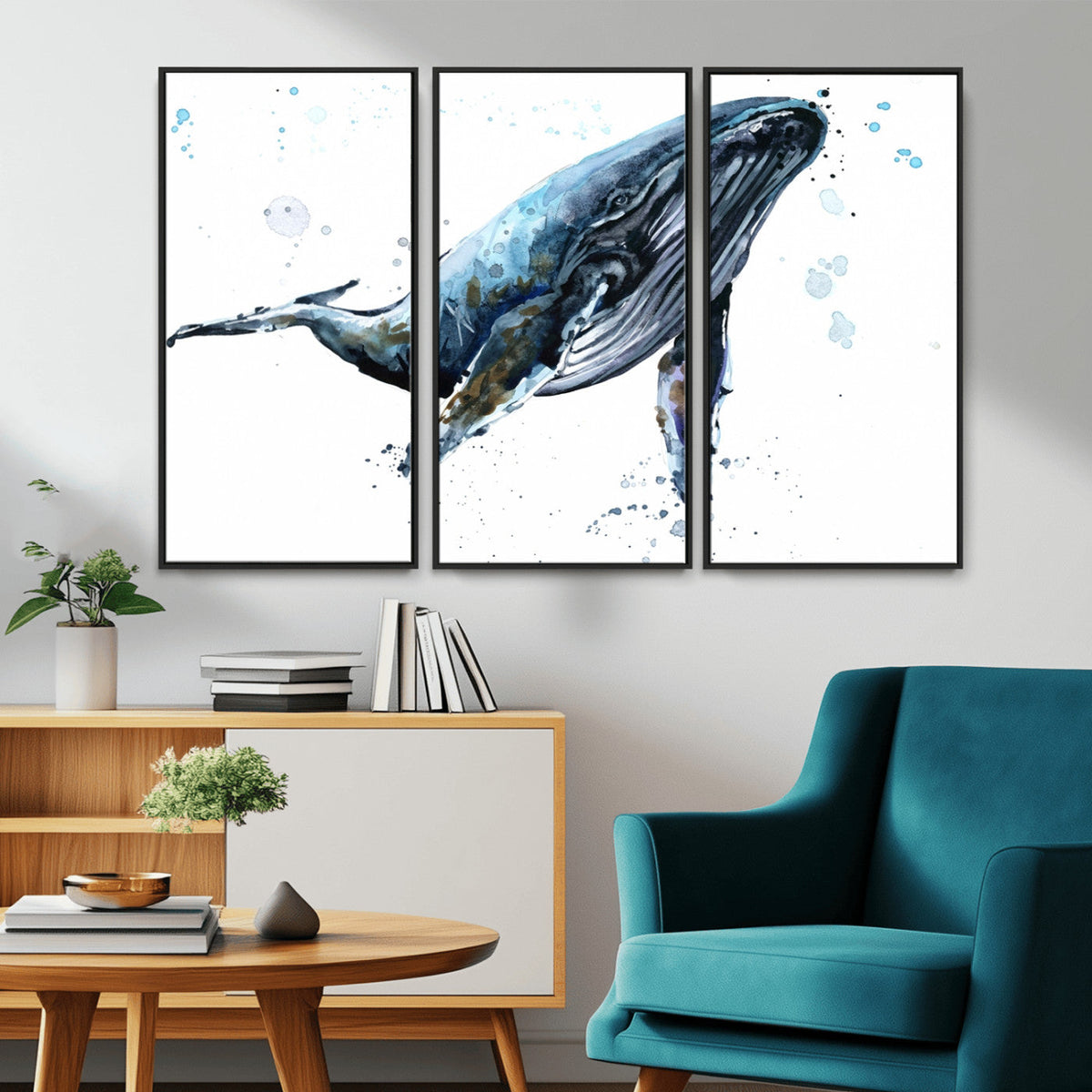 Watercolor Whale Wall Art Canvas Print