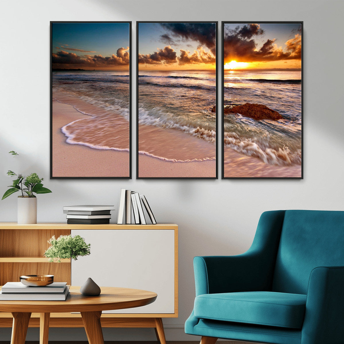 Sunset on Ocean Wall Art Canvas Print