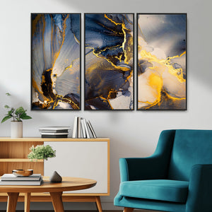Large Abstract Wall Art Print -  Gold and Blue Abstract