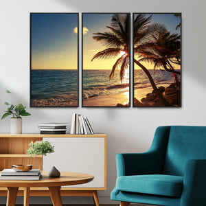 Sunset Palm Trees Wall Art Canvas Print