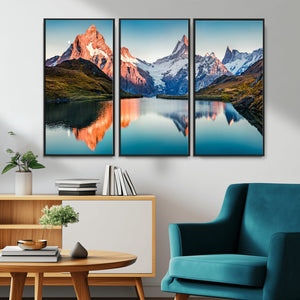 Landscape Mountain and Lake View Wall Art Canvas Print