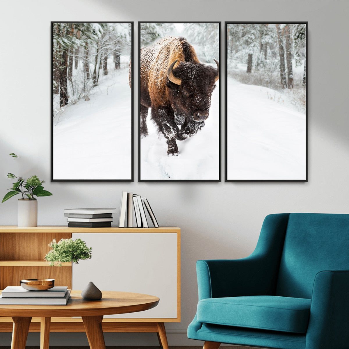 Bison Wall Art Canvas Print For Farmhouse, Animal Canvas