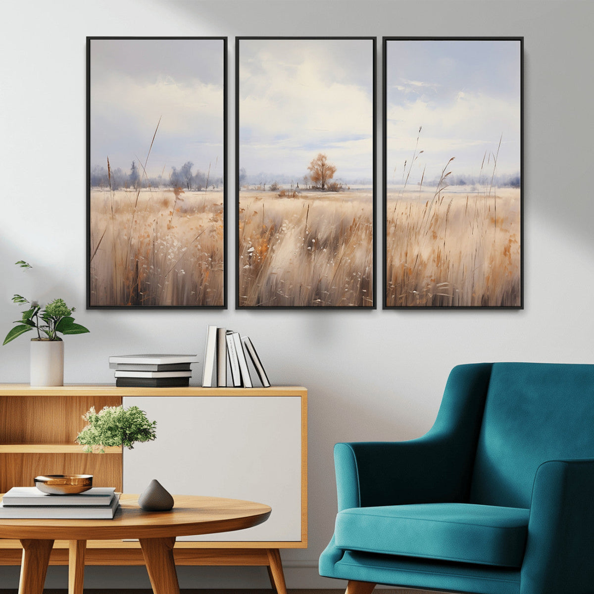 Golden Fields Wall Art Print Canvas – Serene Landscape of