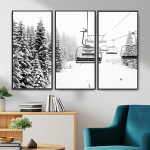 Ski Wall Art - Ski Lift Wall Art Canvas Print Snow Covered