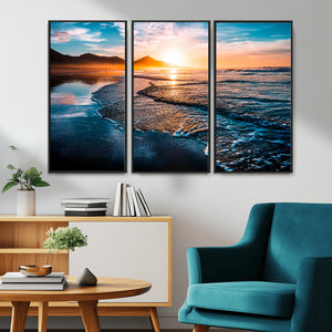 Sunset Beach Ocean Canvas Wall Art – Tranquil Ocean
