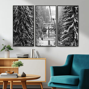 Winter Ski Lift Black and White Canvas Wall Art – Alpine