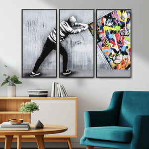 Banksy Art Behind the Curtain Street Wall Art Canvas Print |