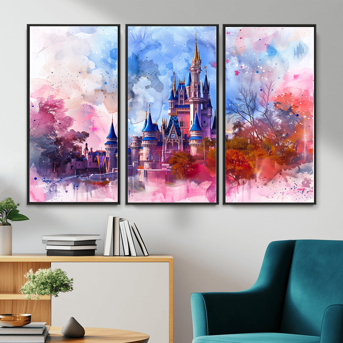 Disney Wall Art: Dreamy Watercolor Cinderella Castle Canvas