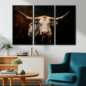 Texas Longhorn Wall Art | 3-Panel Large Texas Longhorn