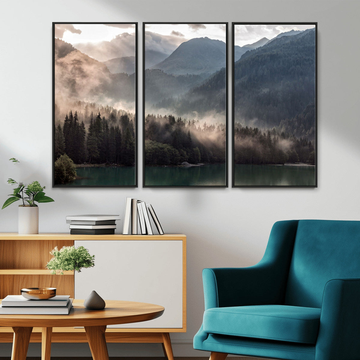 Foggy Mountain Canvas Print Forest Wall Art