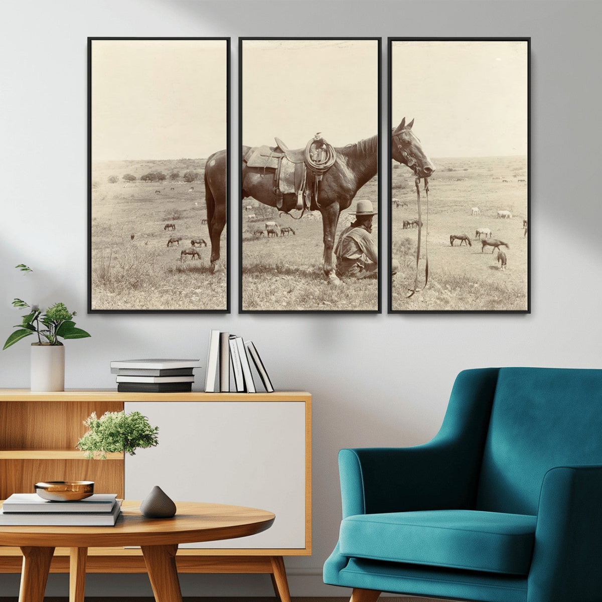 Cowboy Wall Art - Western Horse Canvas Print - Vintage