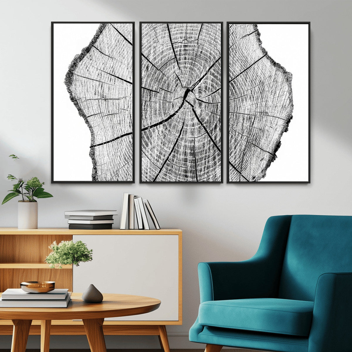 Rustic Tree Ring Wall Art Canvas Print – Framed and Ready to