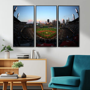 PNC Park Evening Game Triple Canvas Wall Art - Pittsburgh