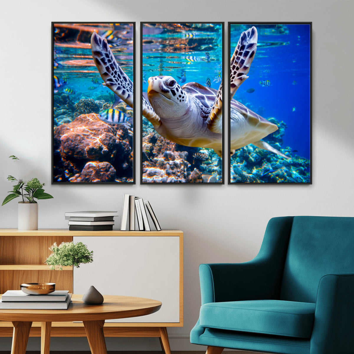 Underwater Sea Turtle Wall Art Canvas Print – Vibrant Ocean