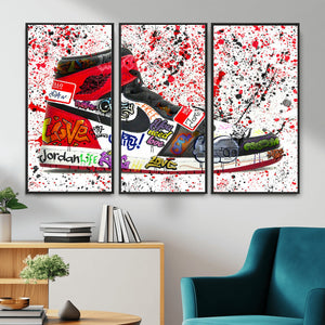 Jordan Shoes Graffiti Wall Art Canvas Print- Jordan Graffiti