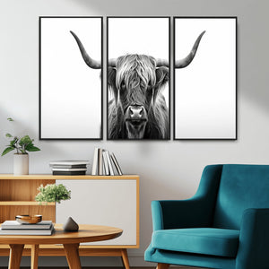 Highland Wall Art Canvas Print – Minimalist Black and White