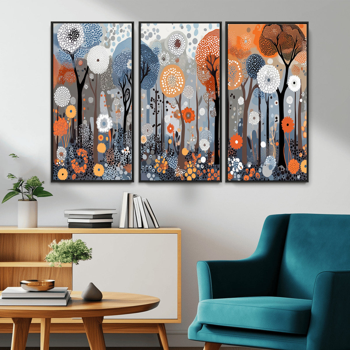 Abstract Winter Landscape Canvas Wall Art Print - Large
