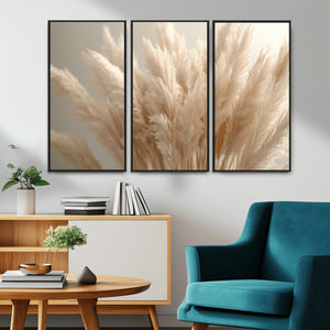 Pampas Grass Canvas Wall Art - Elegant Neutral Decor for