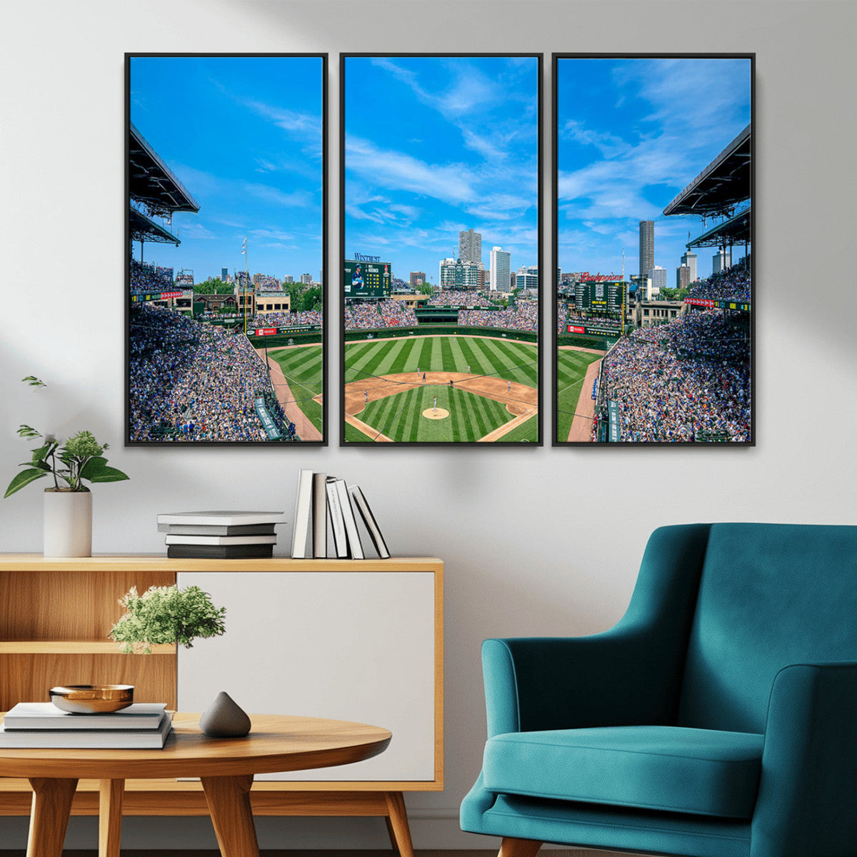 Wrigley Field Chicago Cubs Panoramic Art Multi-Piece Canvas