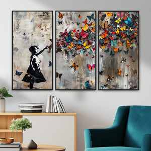Butterfly Girl Wall Art – Vibrant Street Style Canvas Print,