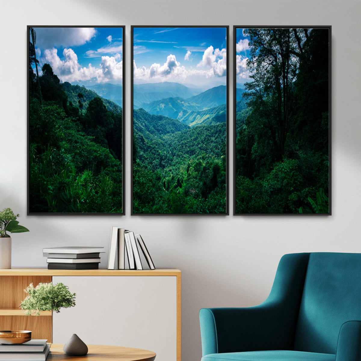 Tropical Jungle Wall Art Canvas Print – Framed Lush Valley